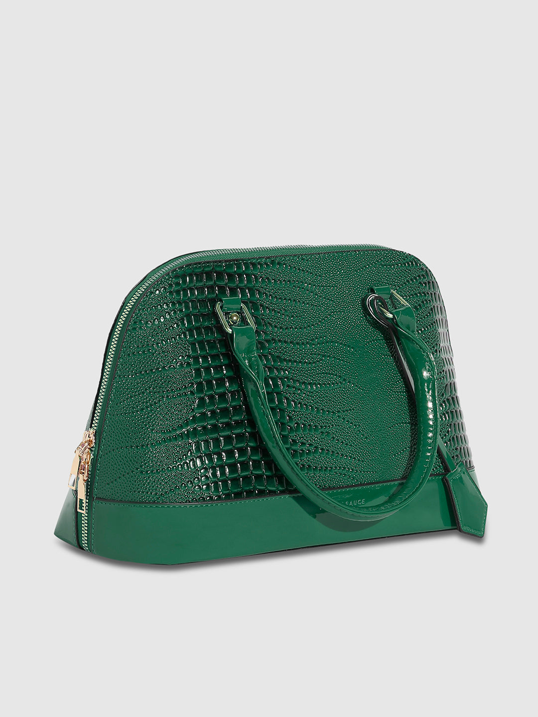 Croc Top Handle Handbag - Forest Green