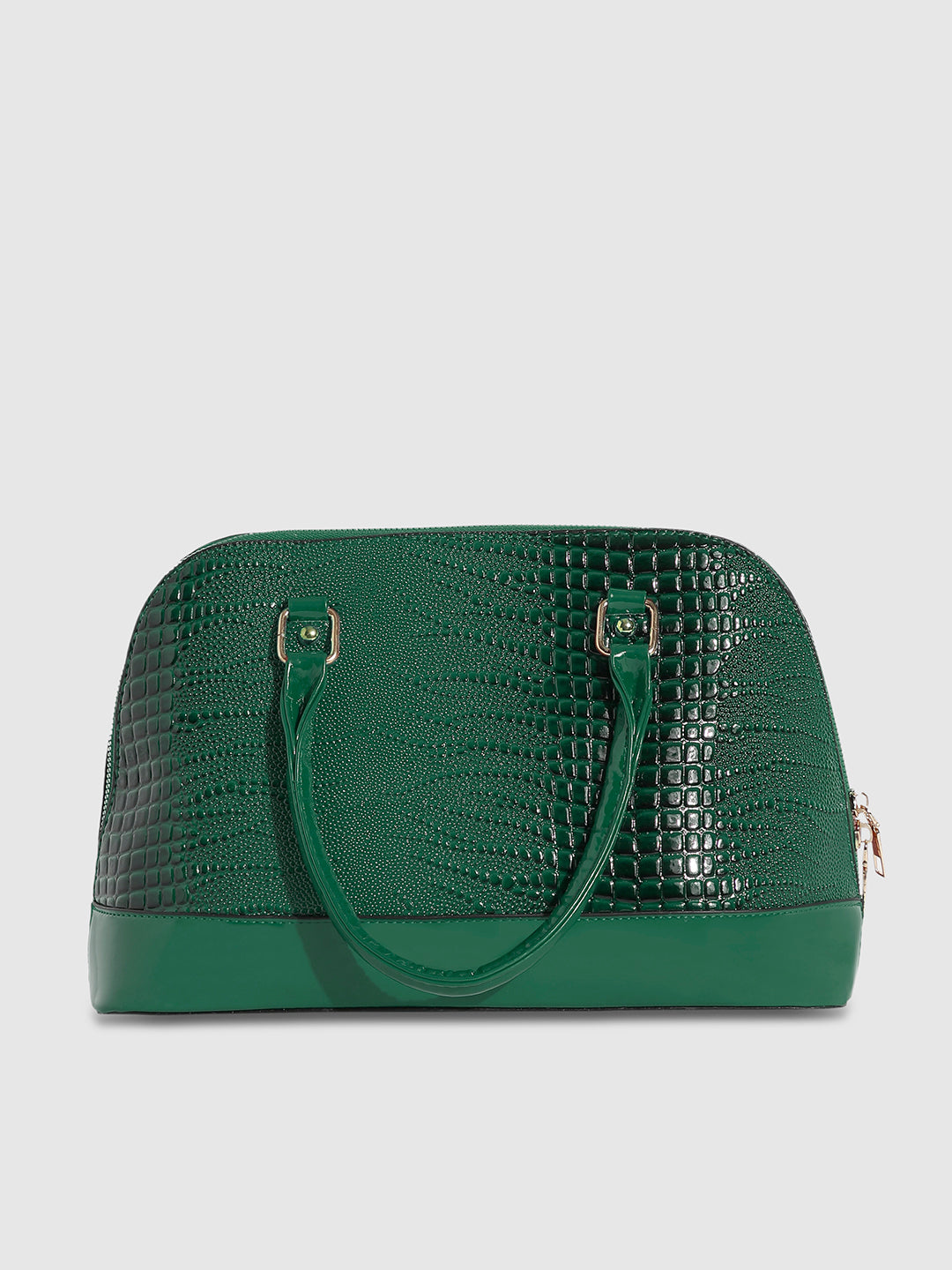 Croc Top Handle Handbag - Forest Green