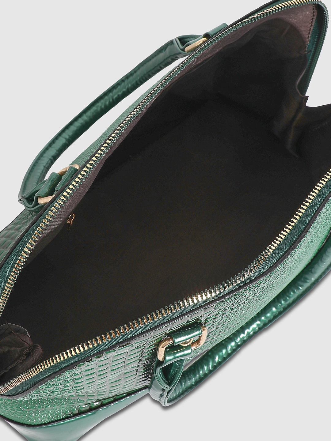 Croc Top Handle Handbag - Forest Green