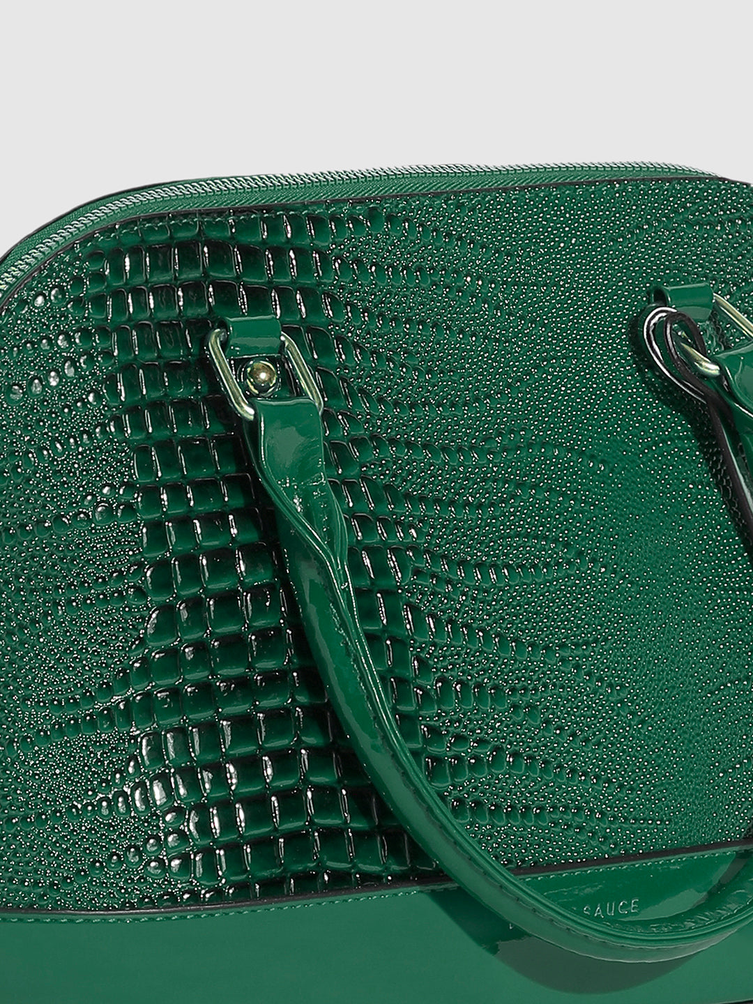 Croc Top Handle Handbag - Forest Green