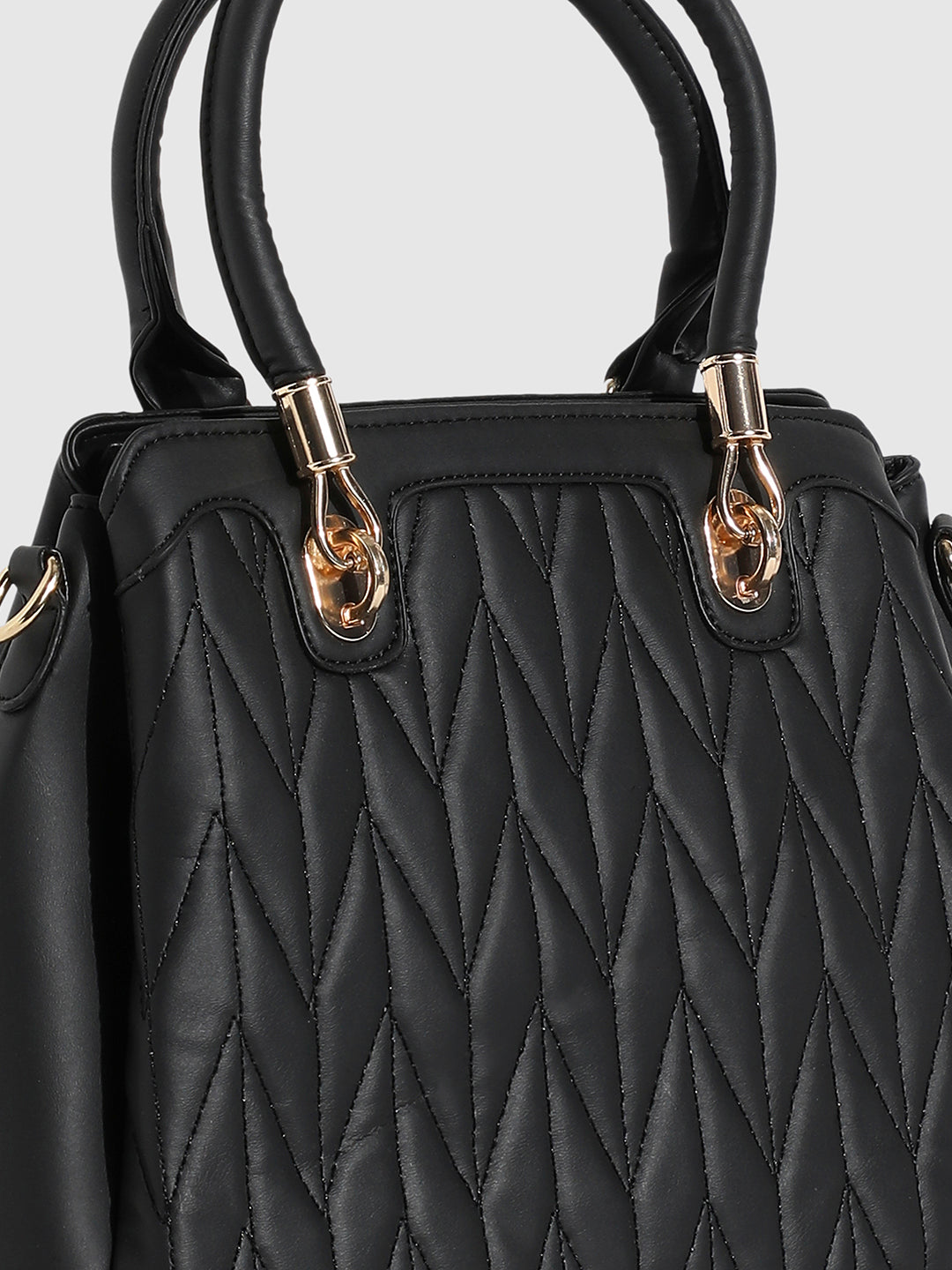 Quilted Top Handle Handbag - Black