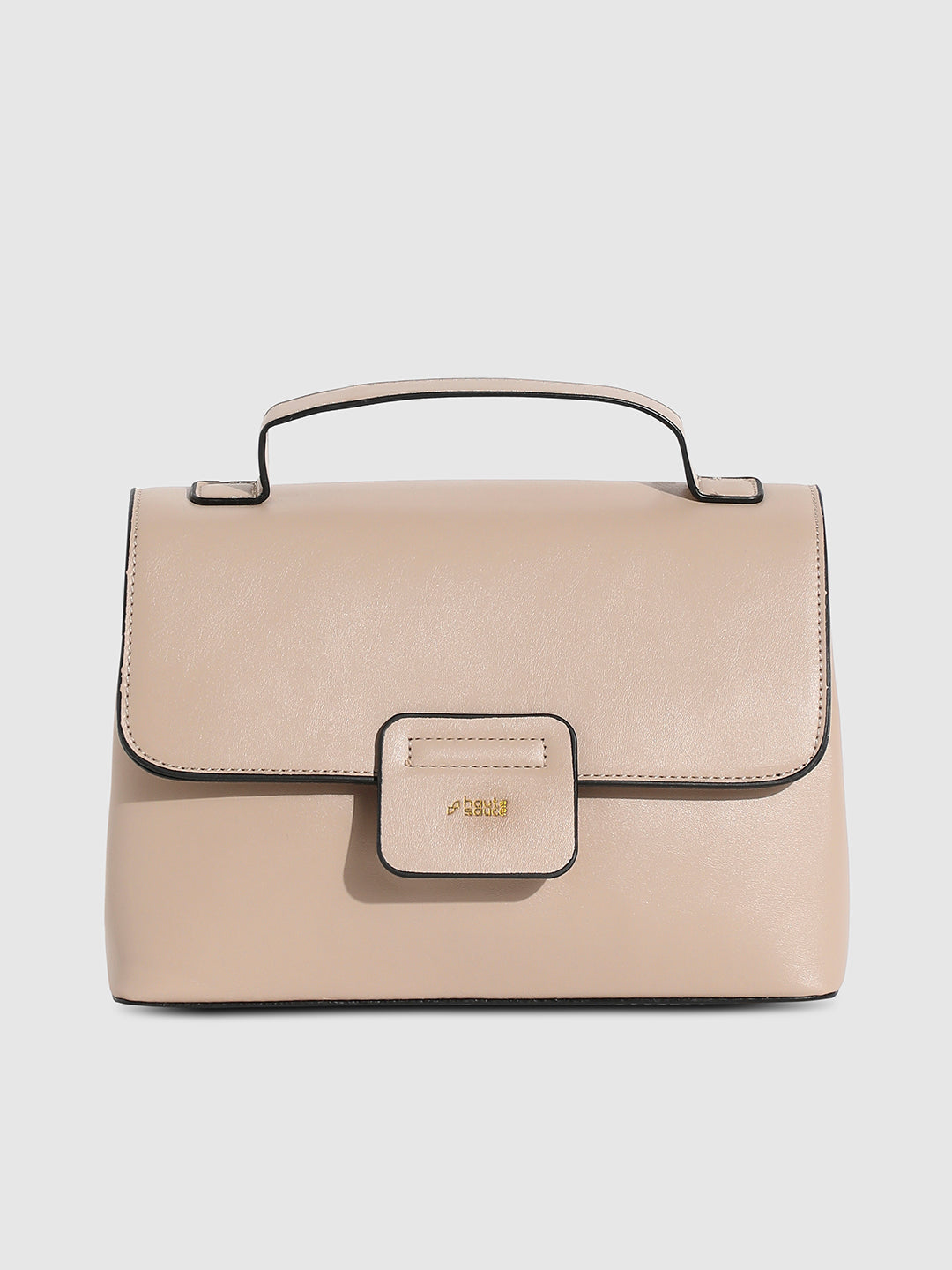 Structured Flap Handbag - Beige