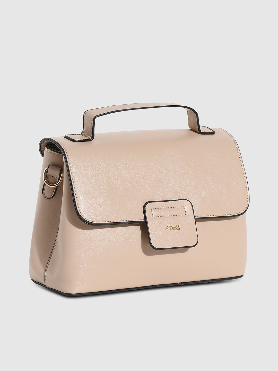 Structured Flap Handbag - Beige