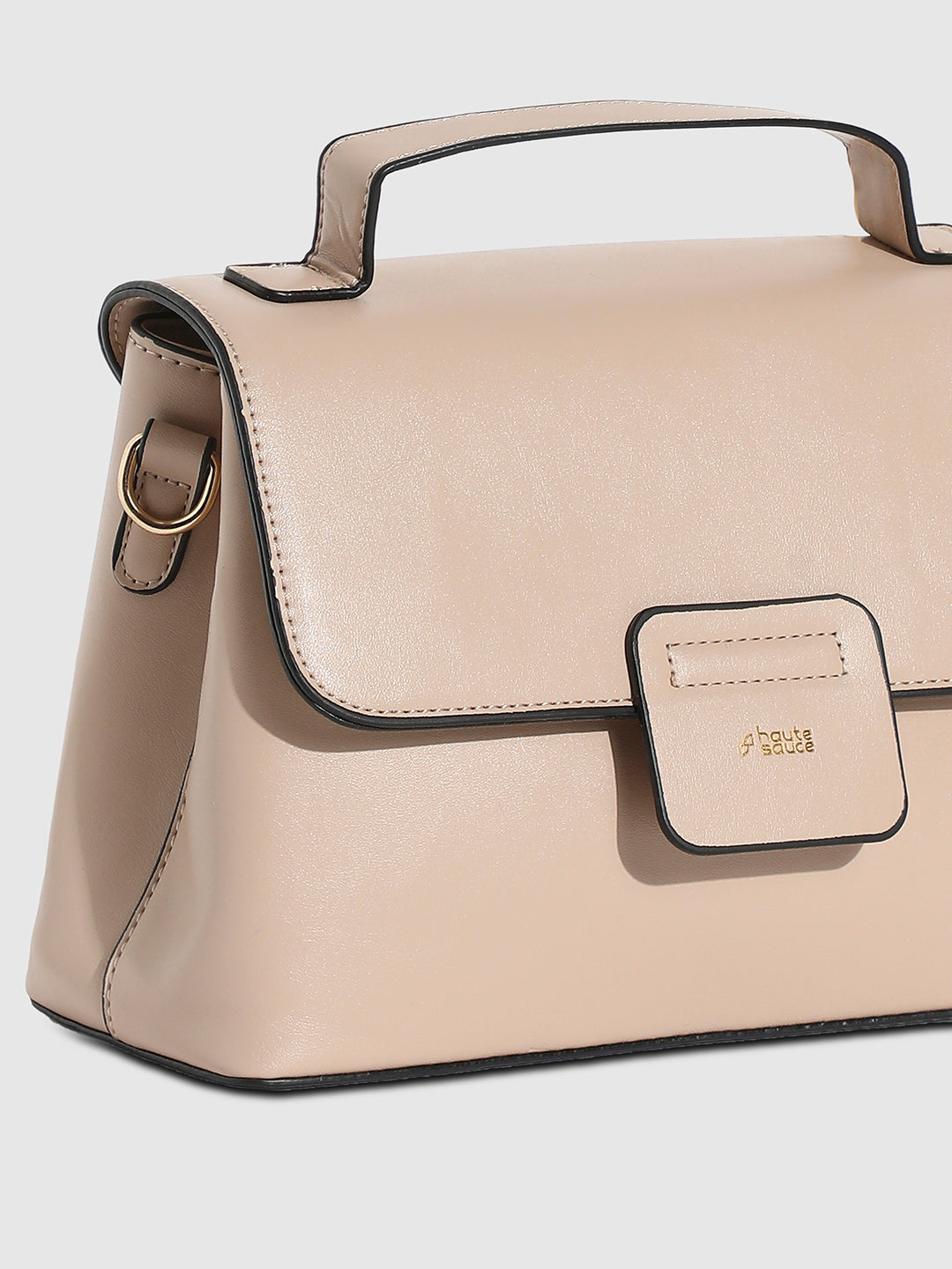 Structured Flap Handbag - Beige