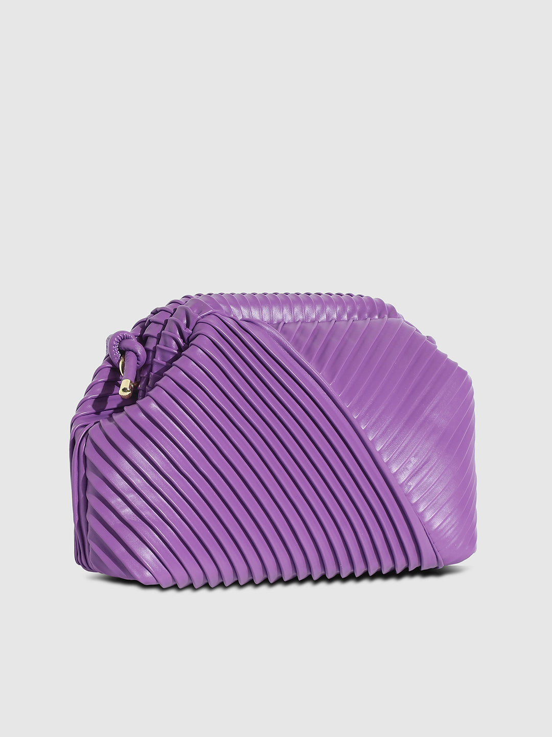 Textured Pouch Handbag - Purple