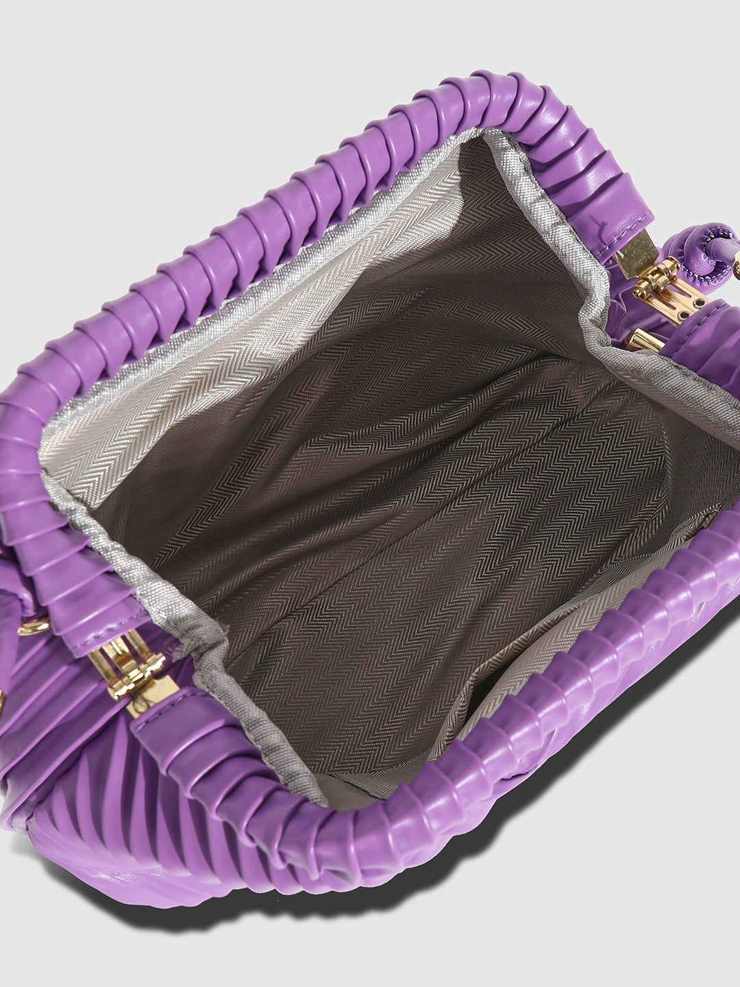 Textured Pouch Handbag - Purple