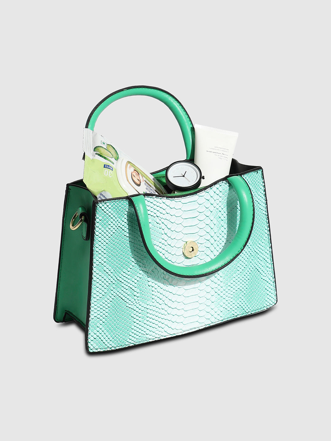 Ombre Croc Handbag - Green