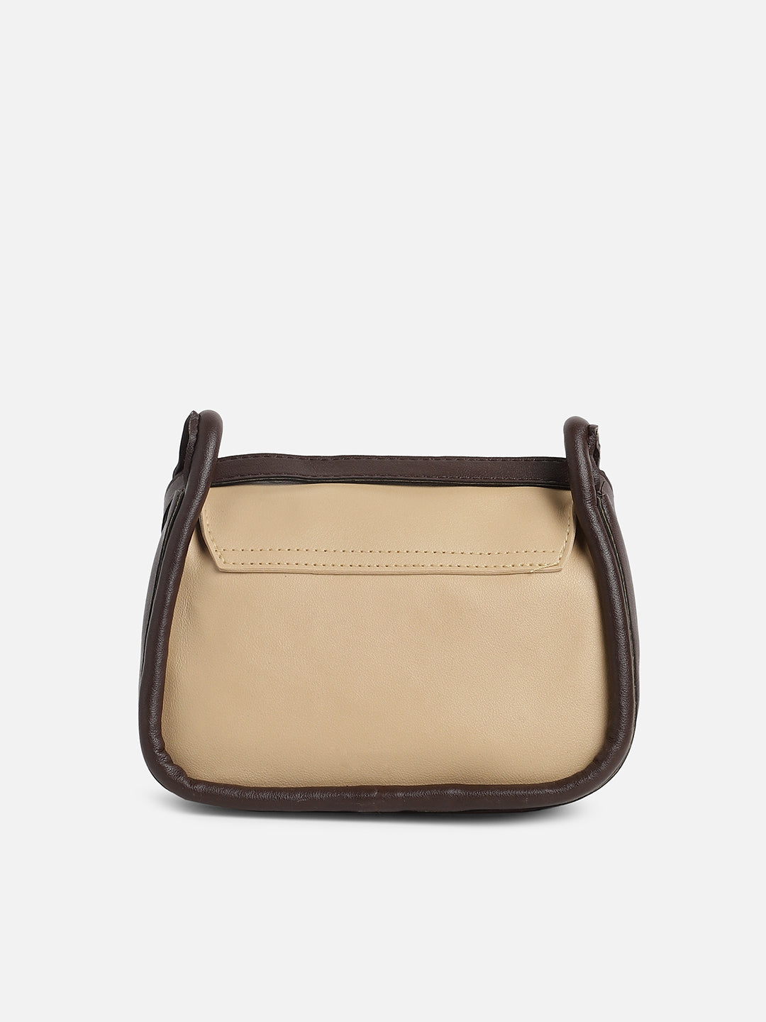 Beige Solid Vegan Leather Sling Bag