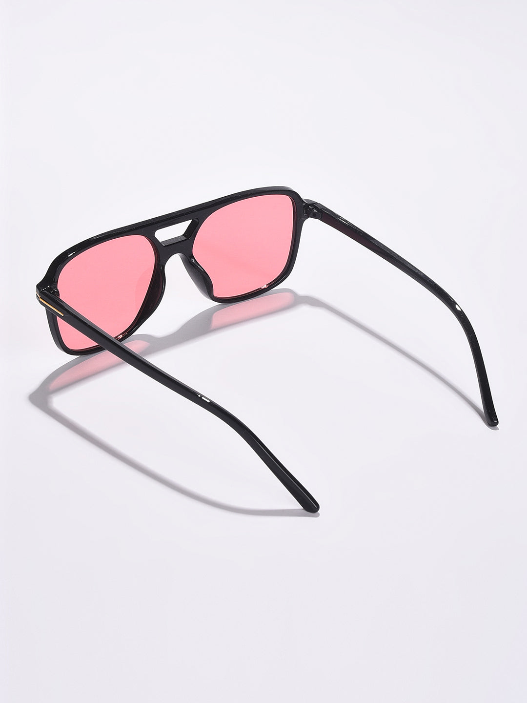 Pink Lens Black Aviator Sunglasses