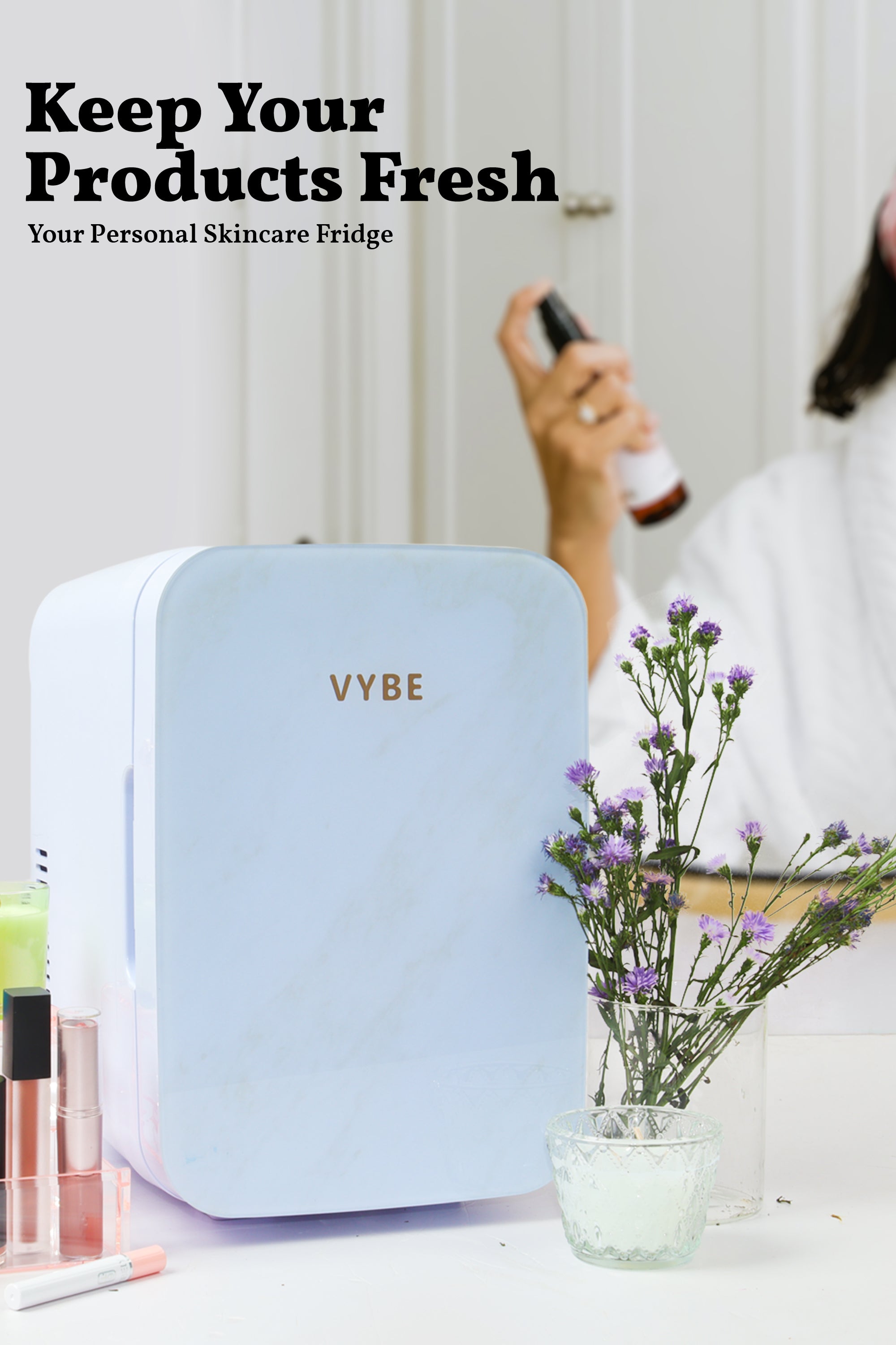 Vybe Mini Beauty Fridge (6 Liter):Ac/Dc Portable Thermoelectric Cooler & Warmer.Also Used As Car Mini Fridge For Long Travel.Used To Store - Serums,Moisturizers,Toners, Cream,Nail Polish (Vybe1002)